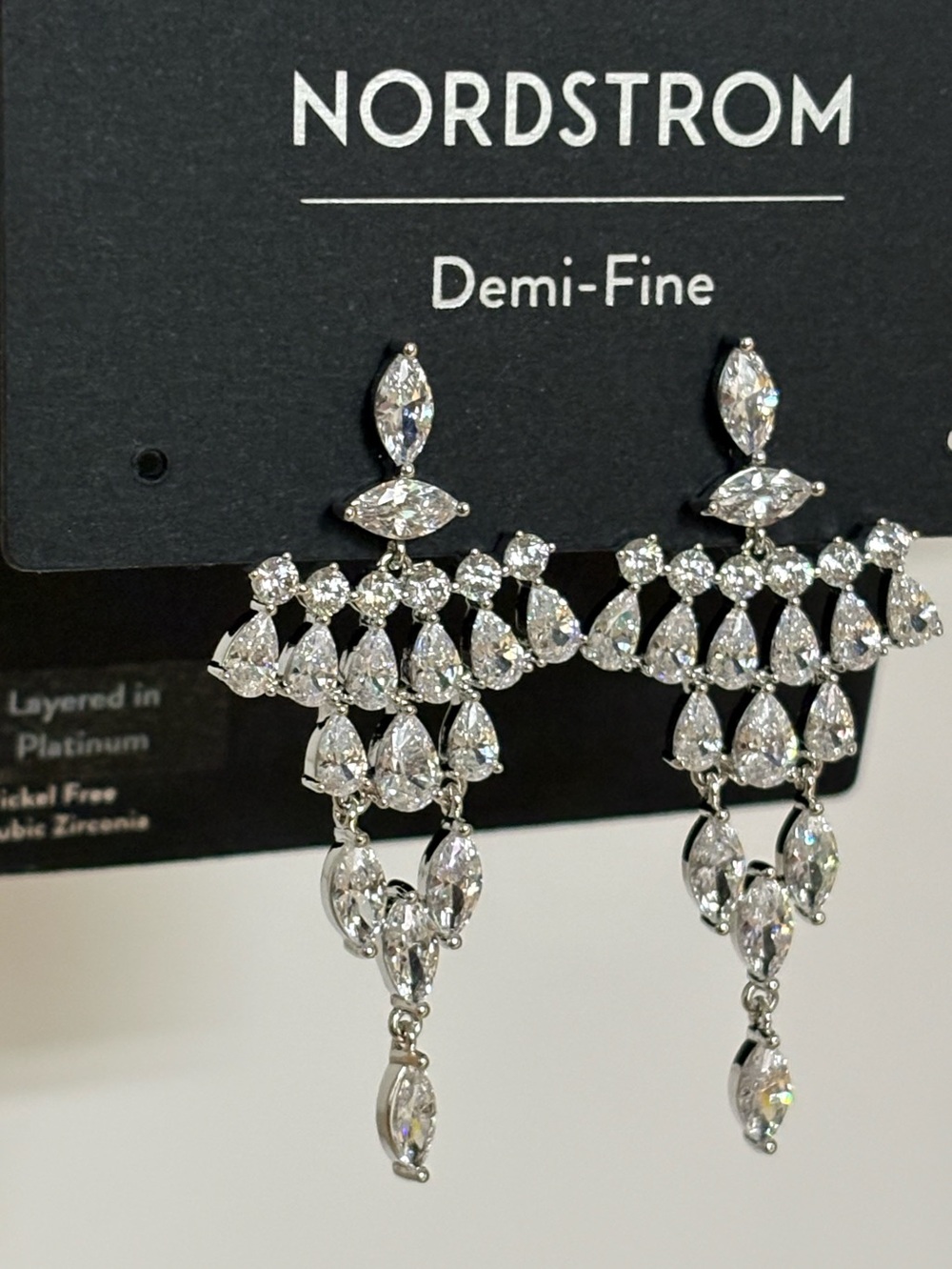 NWT Nordstrom Cubic Zirconia Chandelier Earrings